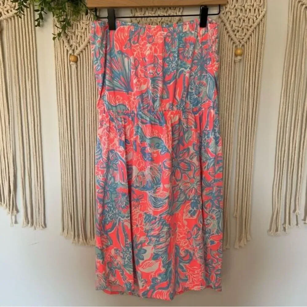 LILLY PULITZER Summer Siren Pink Sun Ray 100% Cotton‎ Windsor Dress Large - Picture 2 of 9